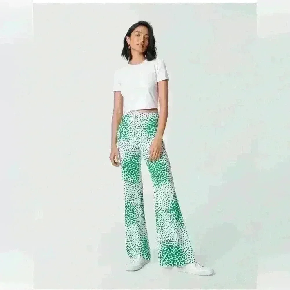 Diane von furstenberg Brooklyn Flared Pants in Flora Nocturna Green